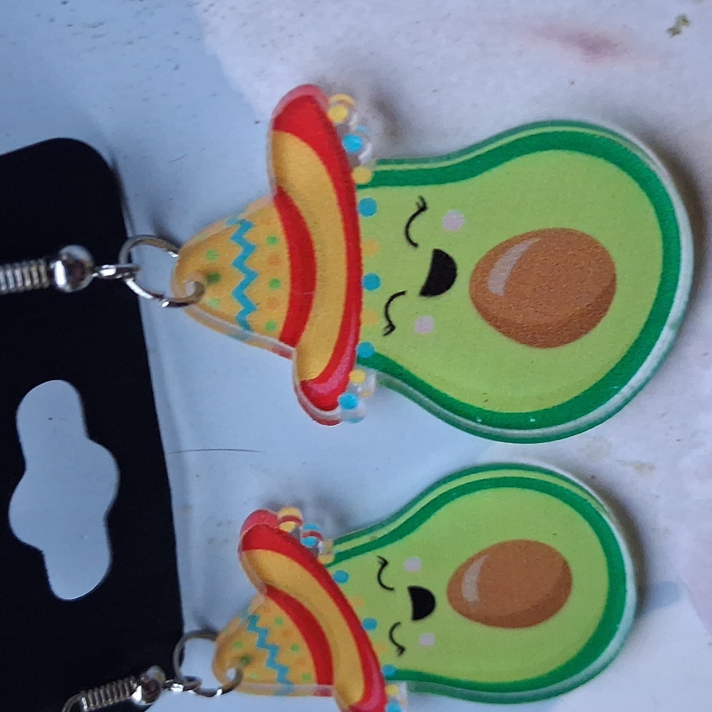 Mexican sombrero Avocado Earrings NEW